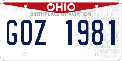 OH license plate GOZ1981