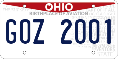OH license plate GOZ2001