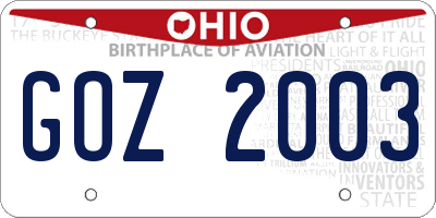 OH license plate GOZ2003