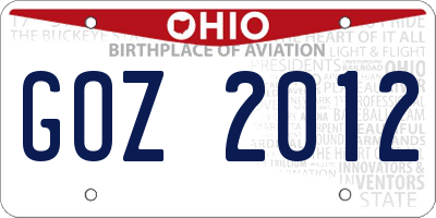 OH license plate GOZ2012