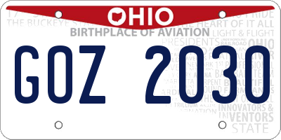 OH license plate GOZ2030