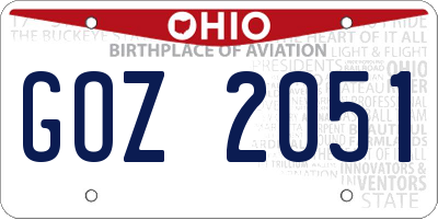 OH license plate GOZ2051
