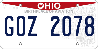 OH license plate GOZ2078