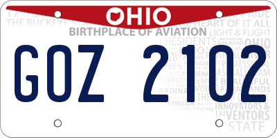 OH license plate GOZ2102