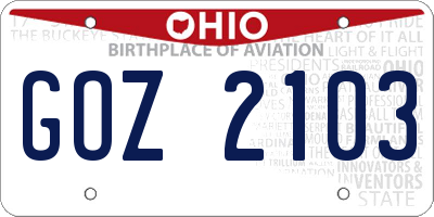 OH license plate GOZ2103