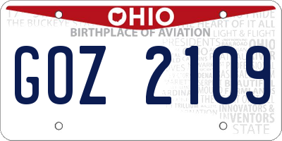 OH license plate GOZ2109