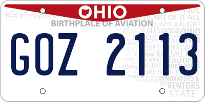 OH license plate GOZ2113
