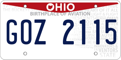 OH license plate GOZ2115