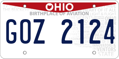 OH license plate GOZ2124