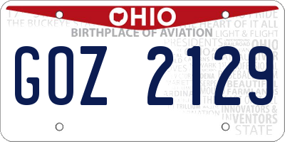 OH license plate GOZ2129