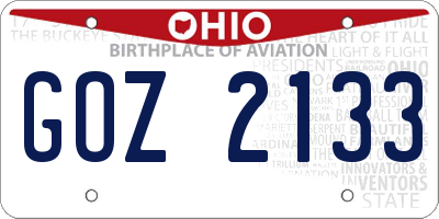 OH license plate GOZ2133