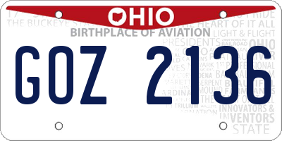 OH license plate GOZ2136