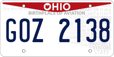 OH license plate GOZ2138
