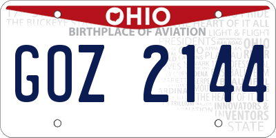 OH license plate GOZ2144
