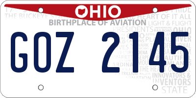 OH license plate GOZ2145