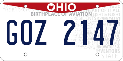 OH license plate GOZ2147