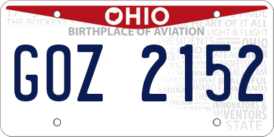 OH license plate GOZ2152
