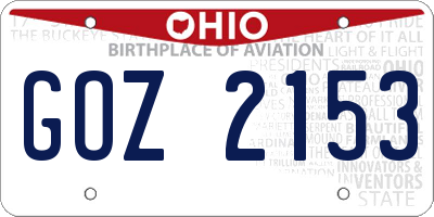 OH license plate GOZ2153