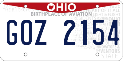 OH license plate GOZ2154