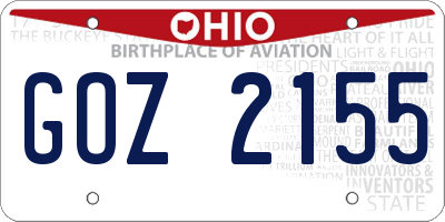 OH license plate GOZ2155