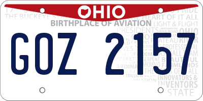 OH license plate GOZ2157