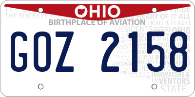 OH license plate GOZ2158