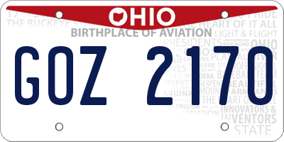 OH license plate GOZ2170