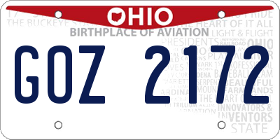 OH license plate GOZ2172