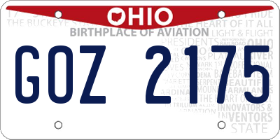 OH license plate GOZ2175
