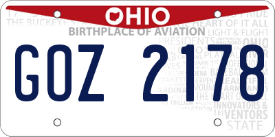 OH license plate GOZ2178