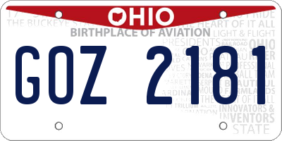 OH license plate GOZ2181