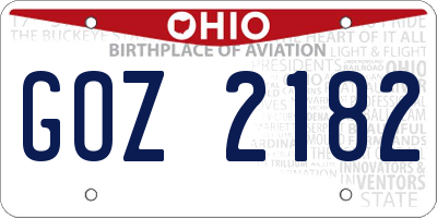 OH license plate GOZ2182
