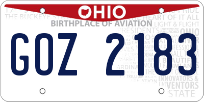 OH license plate GOZ2183