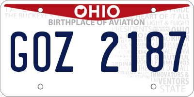 OH license plate GOZ2187
