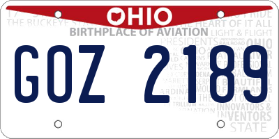 OH license plate GOZ2189