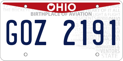 OH license plate GOZ2191