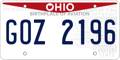 OH license plate GOZ2196