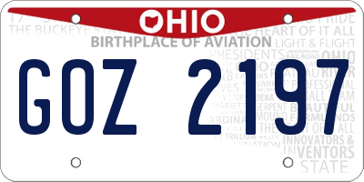 OH license plate GOZ2197