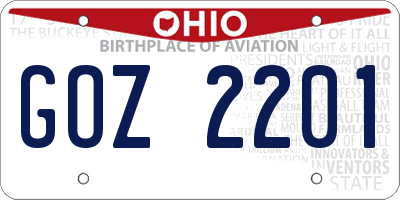 OH license plate GOZ2201
