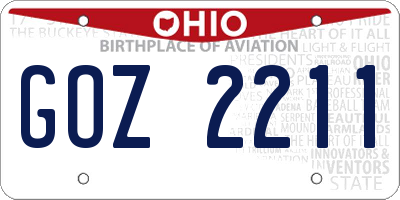 OH license plate GOZ2211