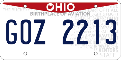OH license plate GOZ2213