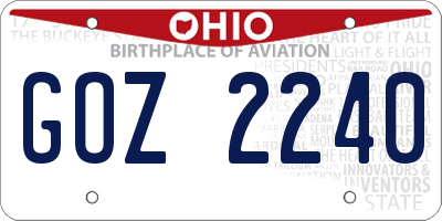 OH license plate GOZ2240