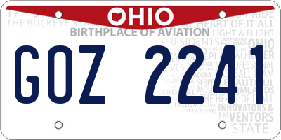 OH license plate GOZ2241