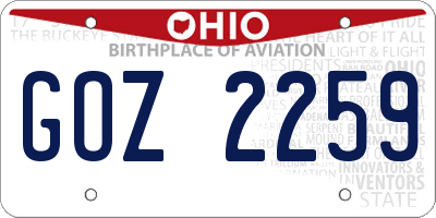 OH license plate GOZ2259