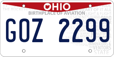 OH license plate GOZ2299