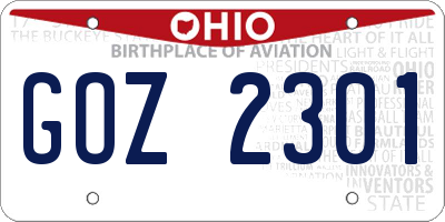 OH license plate GOZ2301