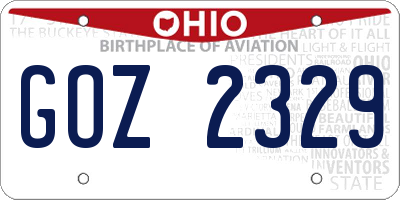 OH license plate GOZ2329