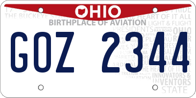 OH license plate GOZ2344