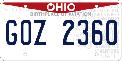 OH license plate GOZ2360