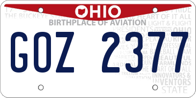 OH license plate GOZ2377